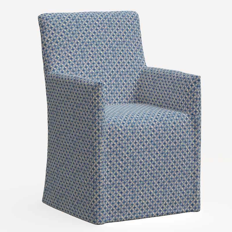 Rekha Slipcover Dining Chair, Jr Aalap Blue Geometric