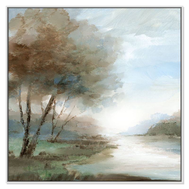 Peaceful River - Square Version Print par Nan, H 46,5 po x l 46,5 po, Blanc
