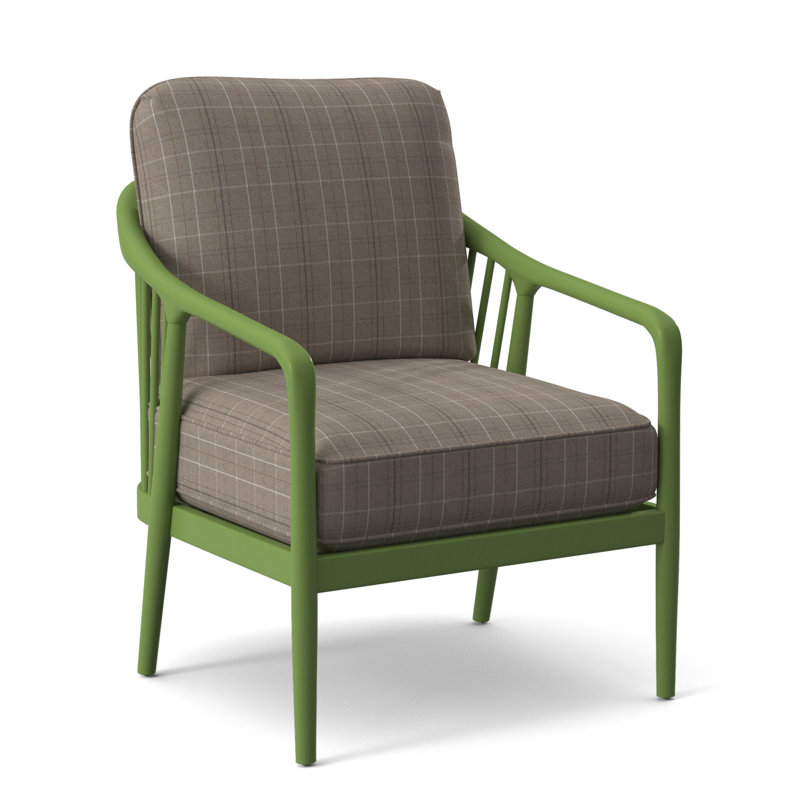 Guinevere Armchair, Taupe Plaid; 0126-73, Antique Frost White