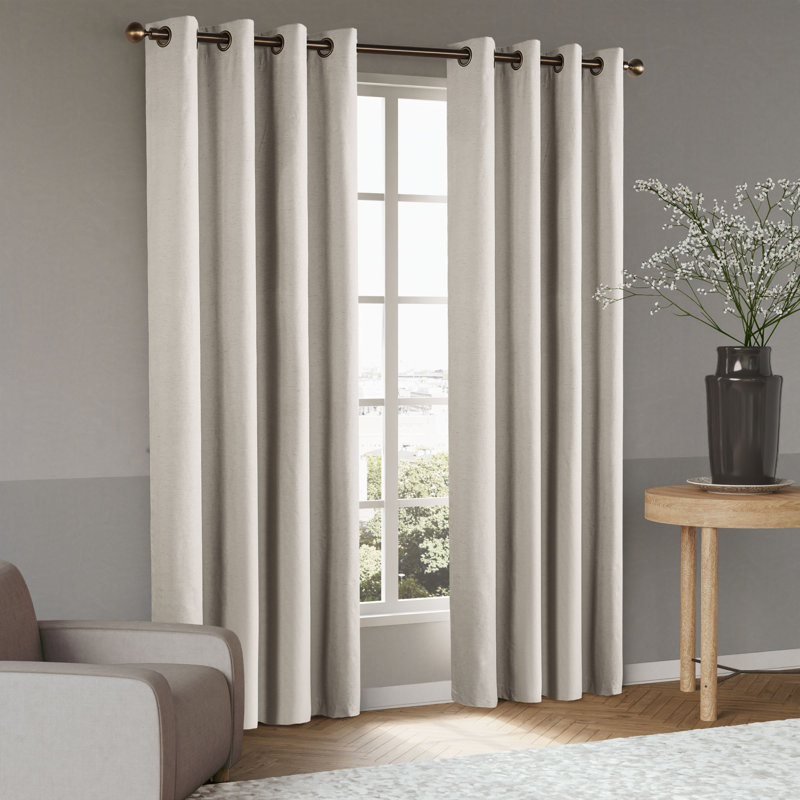 Paire de rideaux 100% lin occultant (2 panneaux), L 52 po x L 96 po, Naturel