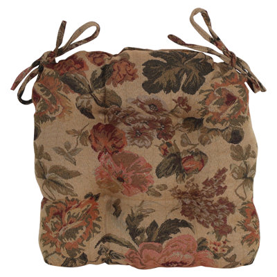 16-Inch Rounded Back Woven Tapestry Tufted Chair Cushions (Set Of 2)