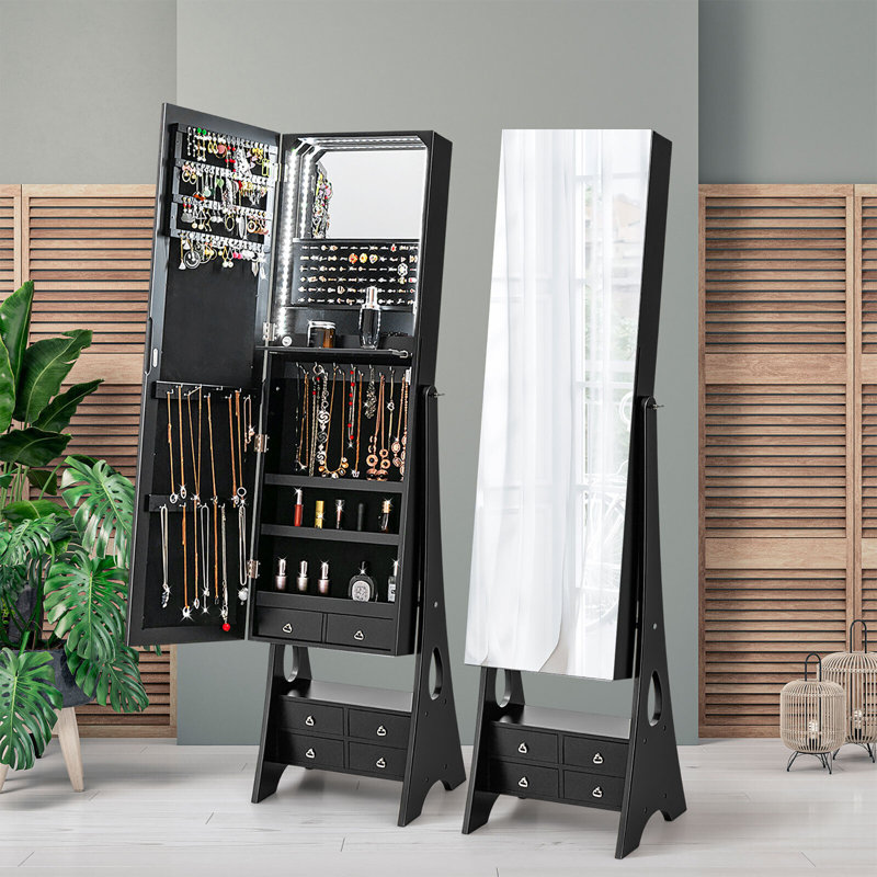 Armoire à bijoux avec miroir Keavin, Noir