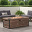 Table de foyer d'extérieur en béton pour terrasse, foyer rectangulaire à combustion au gaz de 56 pouces - 50 000 BTU, table de foyer à motif de bois, brun (couvercle de réservoir non inclus)