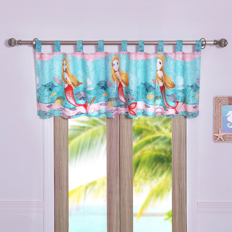 Greenland Home Fashions Mermaid Window Valance – 21" H Lined Polyester Curtain With Rod Pocket, 84" W