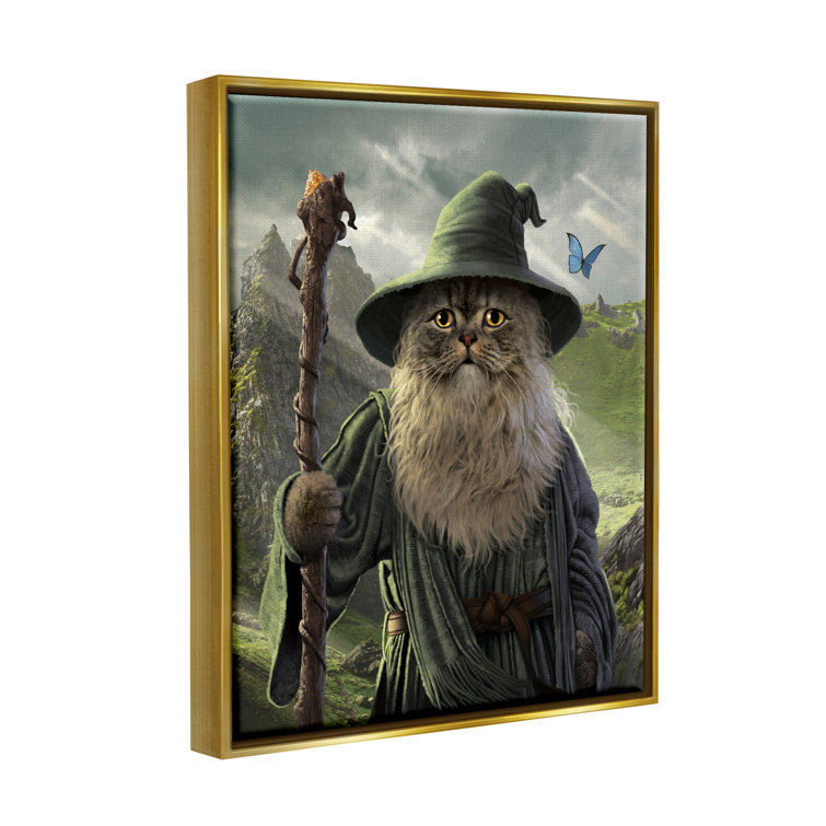 Fantasy Wizard Cat Framed On Canvas by Vincent Hie Print
