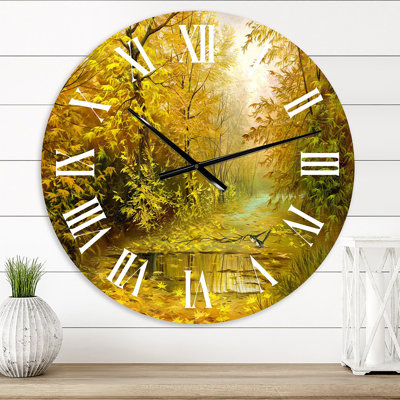 Road In Yellow Woodlands - Country wall clock
