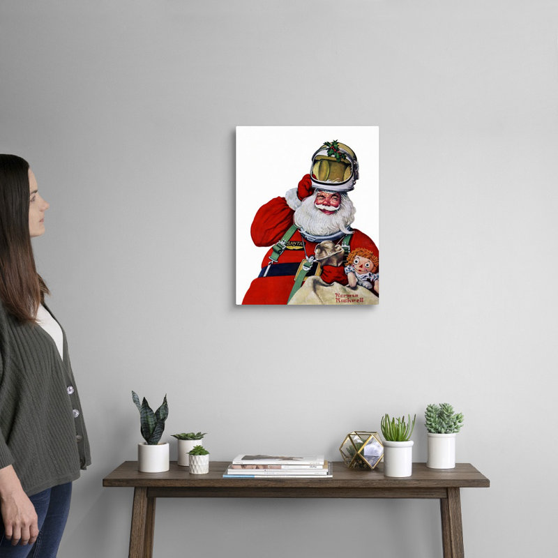 Space Space Santa, art mural sur toile, H 20 po x l 16 po x P 1,25 po, Toile tendue