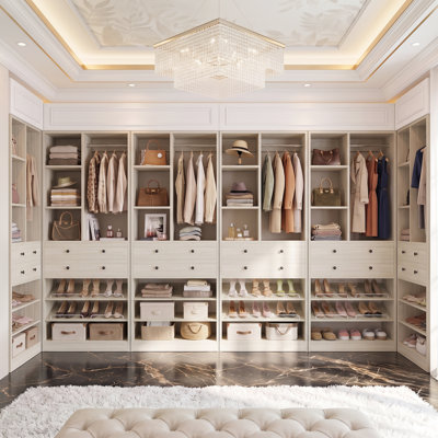 112" Closet Organizer System with Drawers and Shelves