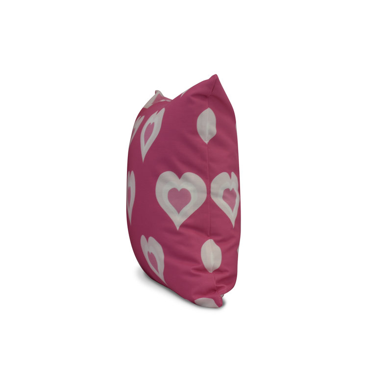 Valentine's Day Geometric Outdoor Reversible Throw Pillow, Fuchsia, 20" H x 20" W