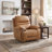 Modern Top Grain Leather Power Recliner Chair with USB Charging and Hidden Cupholders-1603444443