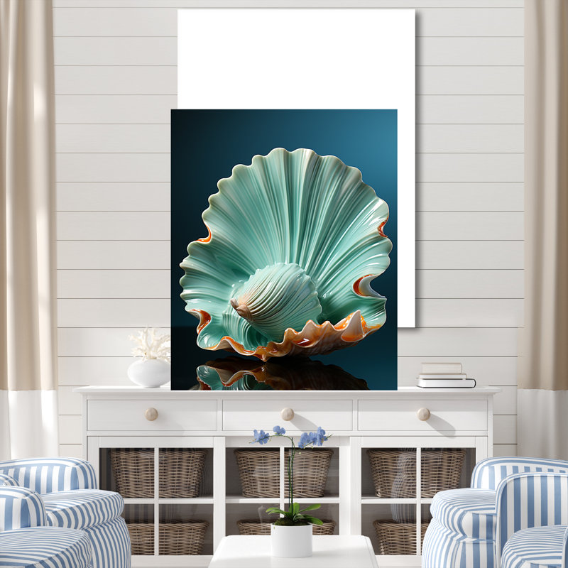 Décoration murale palourde verte «Ocean Treasures I», H 32 po x l 16 po x P 1 po, Toile tendue