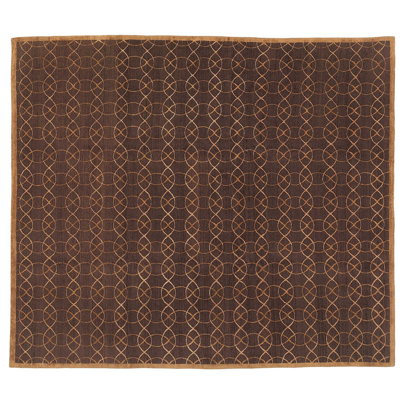 Interlace Geometric Area Rug in Brown/Gold, Rectangle 6' x 9'
