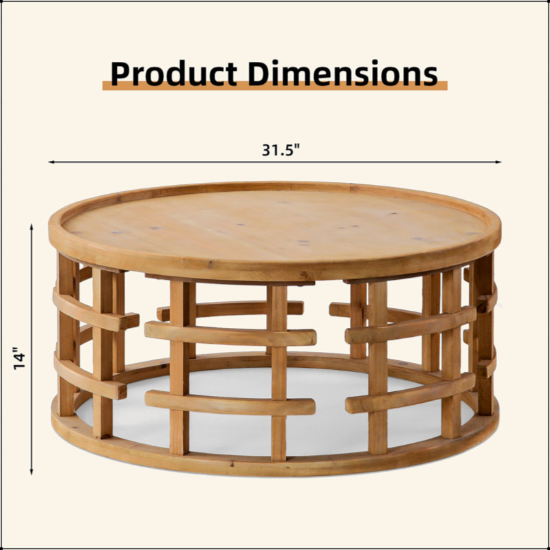 Table basse ronde Boho - Table d'appoint rustique avec base ouverte
