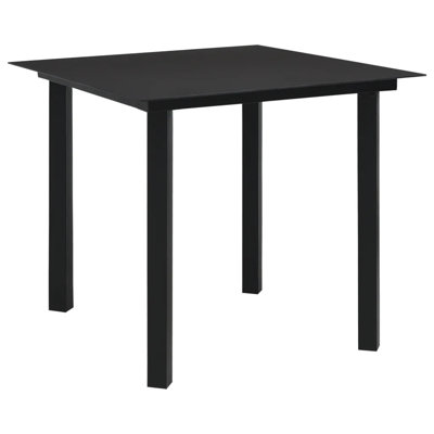 Punchard Square Glass Steel Outdoor Dining Table - 80 cm W 80 cm D