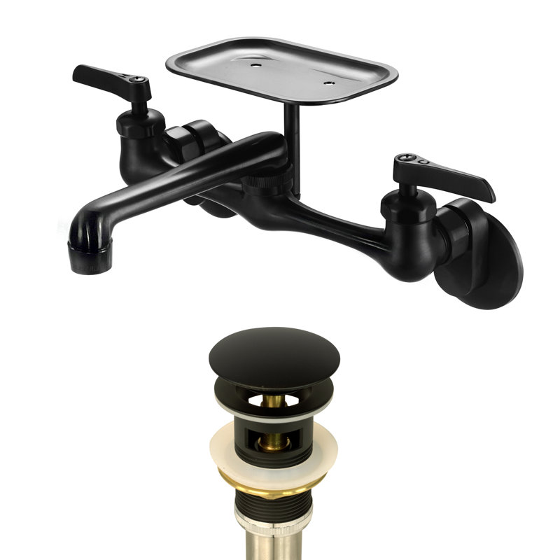 Nantucket Sinks 16.5''  Fireclay Specialty Wall Mount Bathroom Sink with Faucet and Overflow, Black, Black
