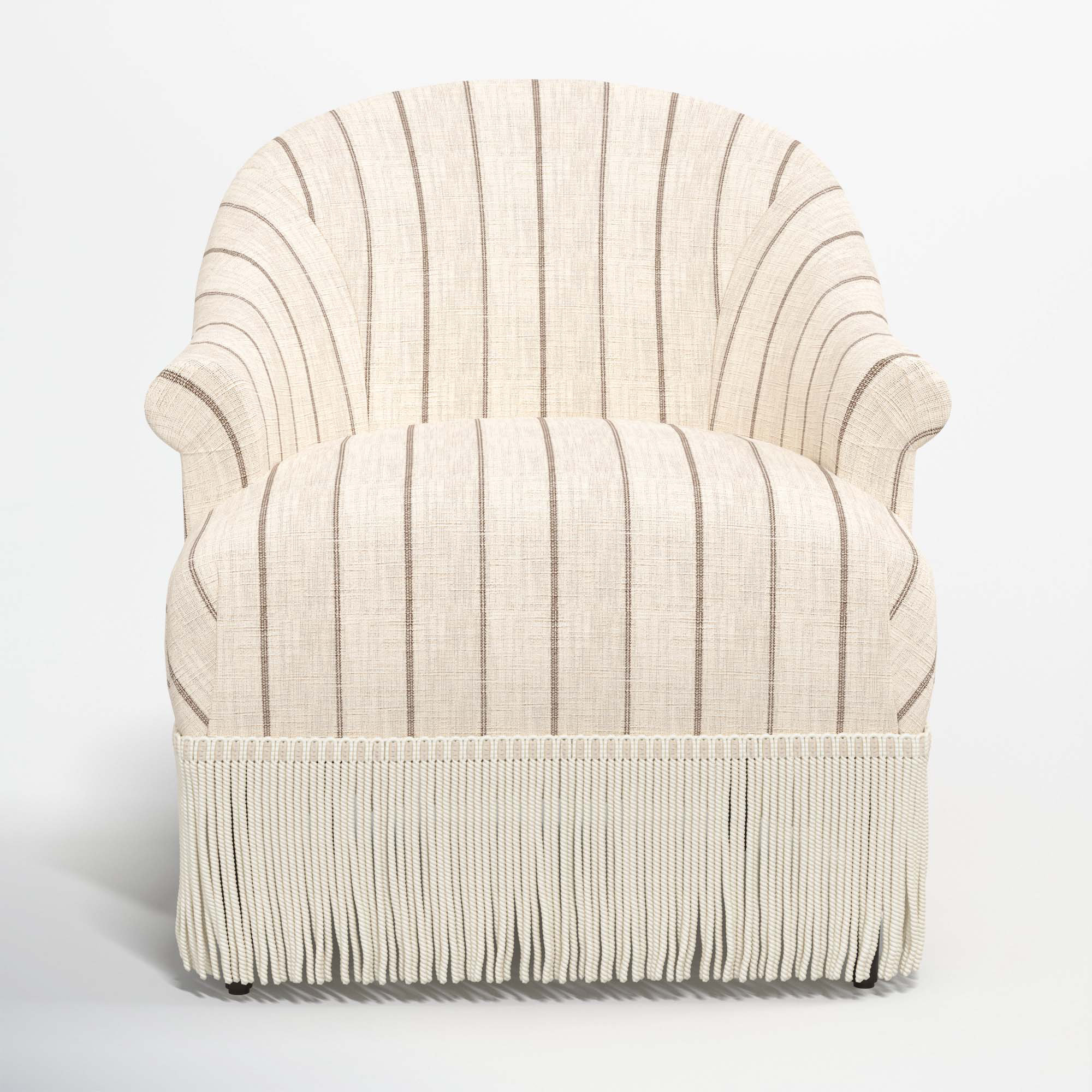 Callie Barrel Chair, Fritz Charcoal Stripe, Ivory