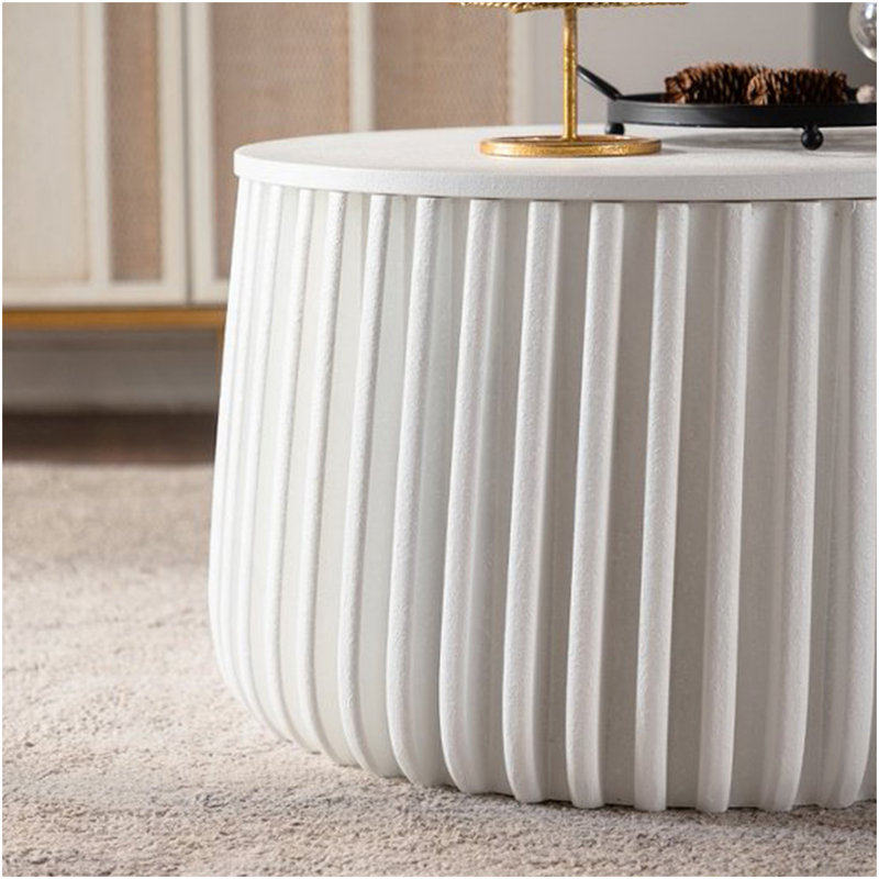 Ensemble de tables de rangement rondes blanches avec couvercle escamotable