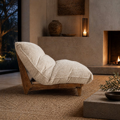 Oversized Bean Bag With Acacia Wood Frame
