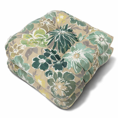 Outdoor Chair Cushions Set Of 2, 19 X 19 X 4 Inch Tufted Seat Pads With Ties, Waterproof & Fade Resistant Patio Cushions For Dining, Garden & Outdoor Furniture