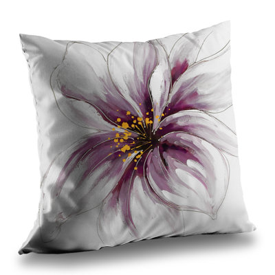 Purple orchid - Romantic poly twill throw pillow – Poly Twill Throw Pillow with Insert, Double-Sided Print