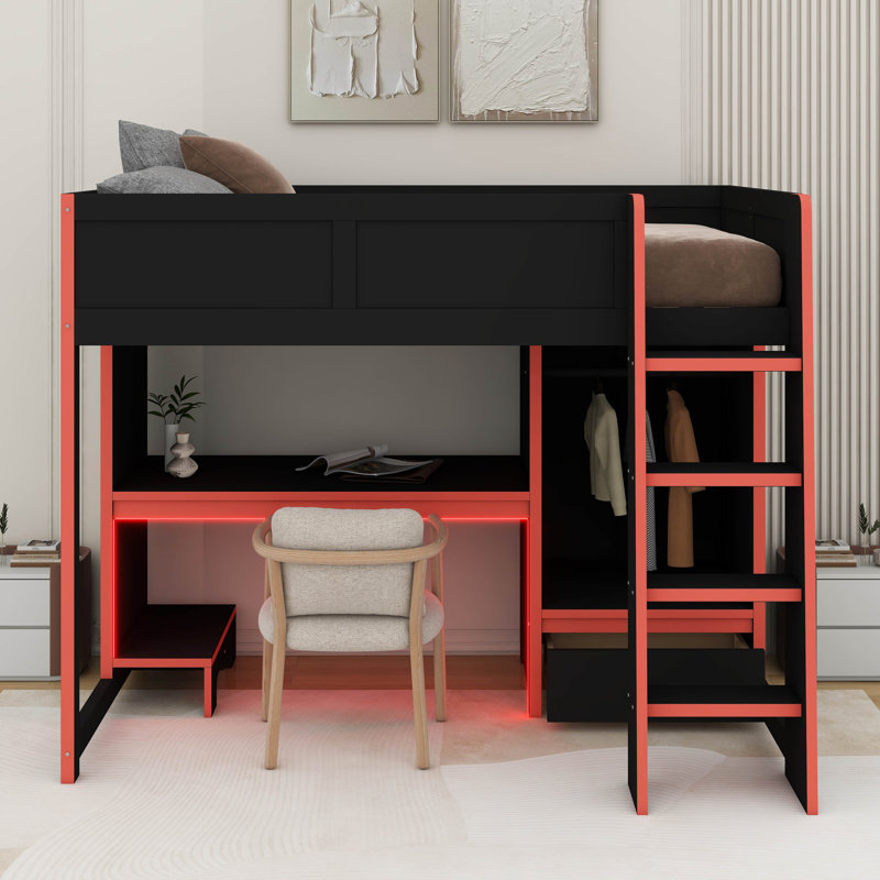 Lit mezzanine double avec bureau, Full
