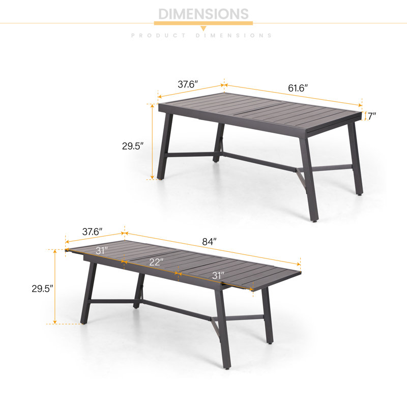 Argyri 8 - Person Patio Dining Set with Extendable Rectangular Table