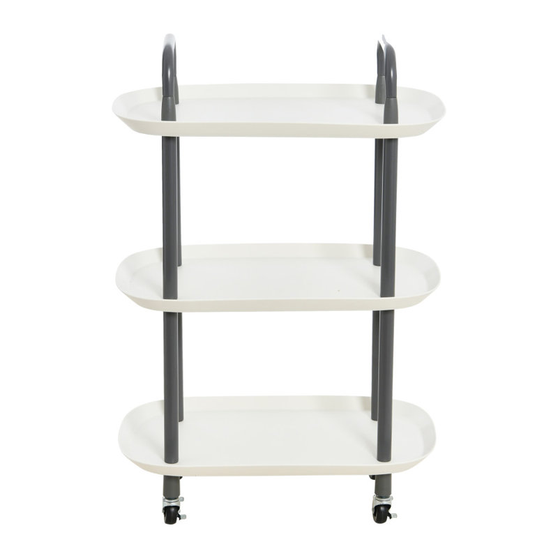 Chariot à 3 niveaux Main + Mesa, Gris foncé, Blanc