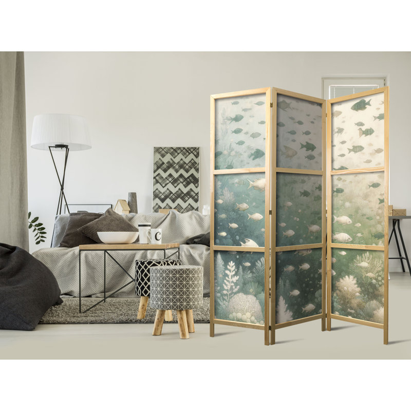 171cm H Solid Wood Folding Room Divider, 171cm H x 135cm W x 1.2cm D