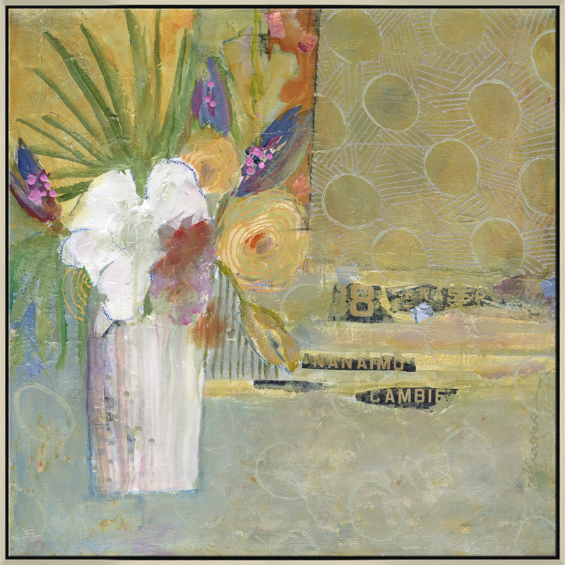 Vase of Flowers Framed Canvas, Chrome