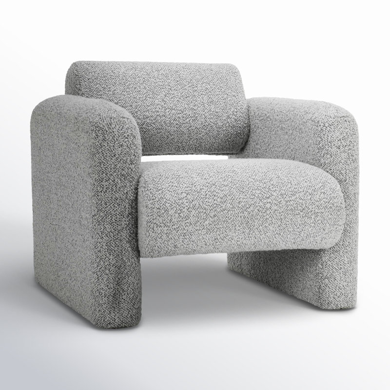 Mercury Gray Handcrafted Boucle Fabric Accent Chair