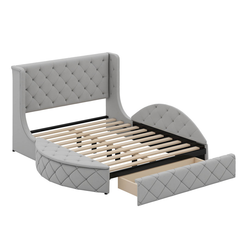 Queen Size Eitelbert Upholstered Storage Bed, Gray