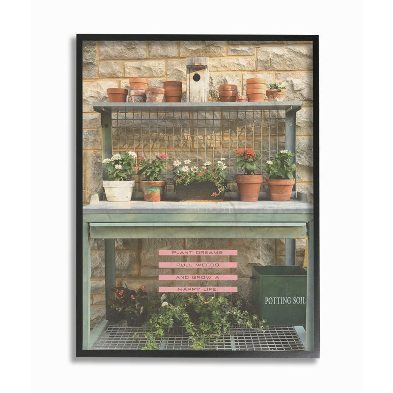 «Plant Dreams Garden», ensemble d'impression sur toile panoramique, H 20 po x l 16 po, Giclée encadrée noir minuit
