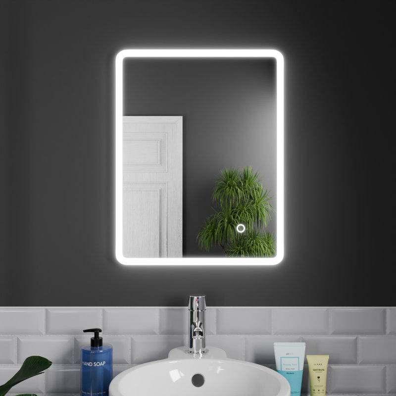 Rectangle LED Bathroom Mirror Fog Free Touch Sensor, 39 cm H x 50 cm W