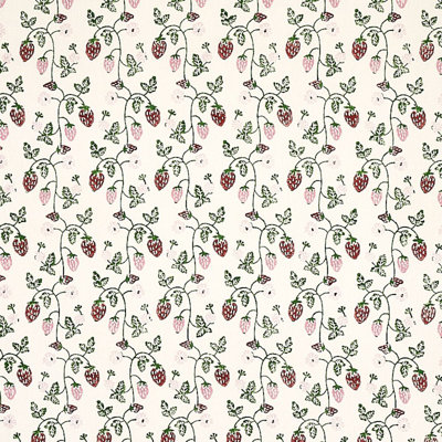 Schumacher x Molly Mahon Strawberry Hand Block Print Fabric
