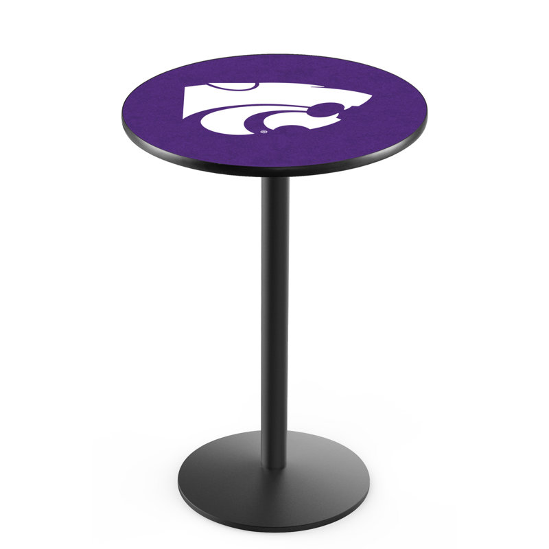 Round Metal Base Dining Table, Black Wrinkle, Kansas State University