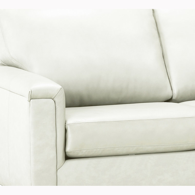 Canapé modulaire en cuir véritable 122,5 po Platte, Cuir véritable neige