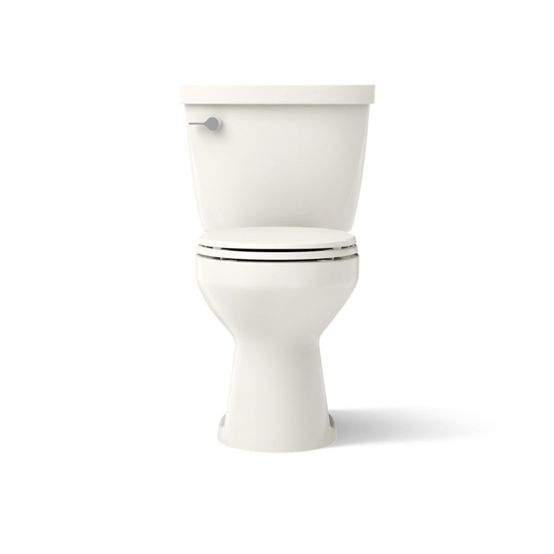 Cimarron 1.28 GPF Water Efficient Round Two-Piece toilet (Seat Not Included), Biscuit, Right-Hand