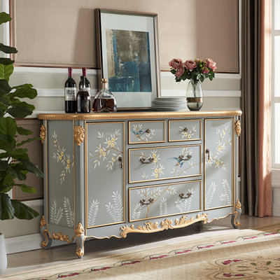 European-Style Hand-Painted Sideboard