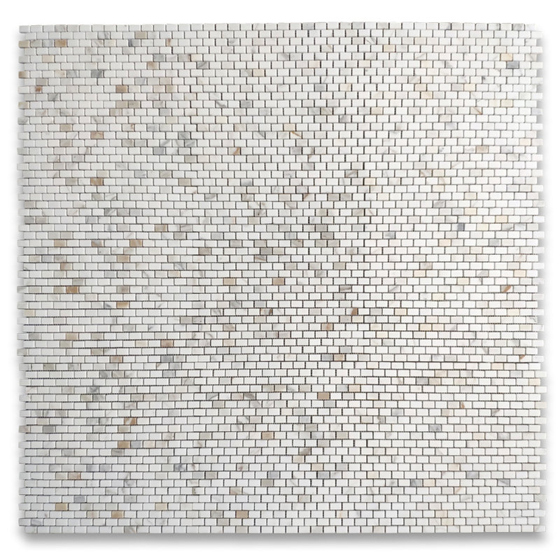 Carreau de mosaïque en marbre 12 po x 12 po, Gris / blanc