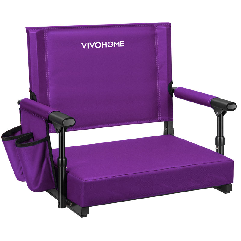 Folding  Stadium Seats With Back Support And Cushion, Purple