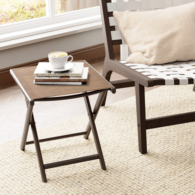 Table d'appoint rectangulaire pliante en aluminium pour l'extérieur, Brun