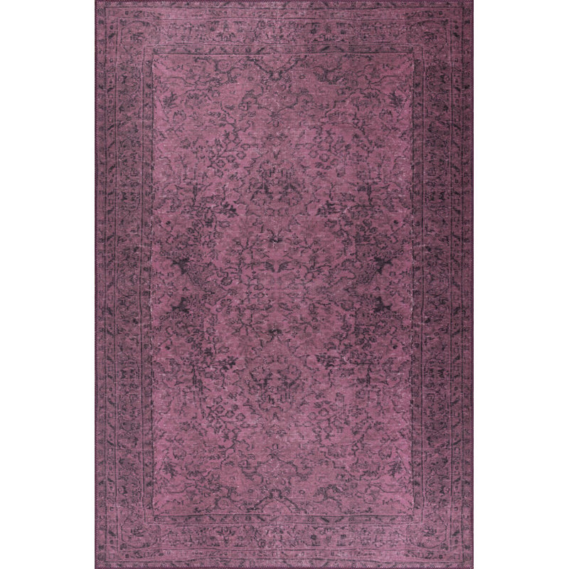 Tapis mauve décoratif rétro, Rectangle 3 pi 10 po x 5 pi 3 po