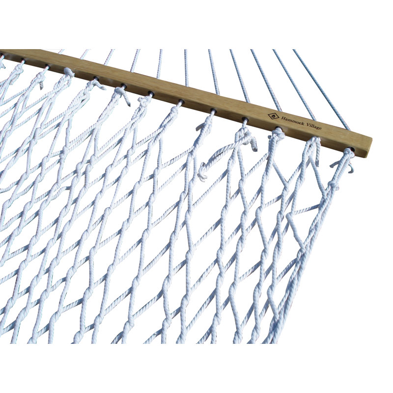 White Polyester Rope Double Hammock with Spreader Bars