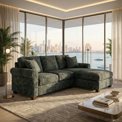 Canapé modulaire Irlanda - fabriqué aux États-Unis, livraison en 5 jours, options de tissus sur mesure, mobilier modulaire en forme de L - Velours antique vert Kelly - vert forêt