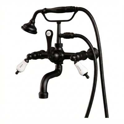 Wall Mount Telephone Faucet with Porcelain Handles