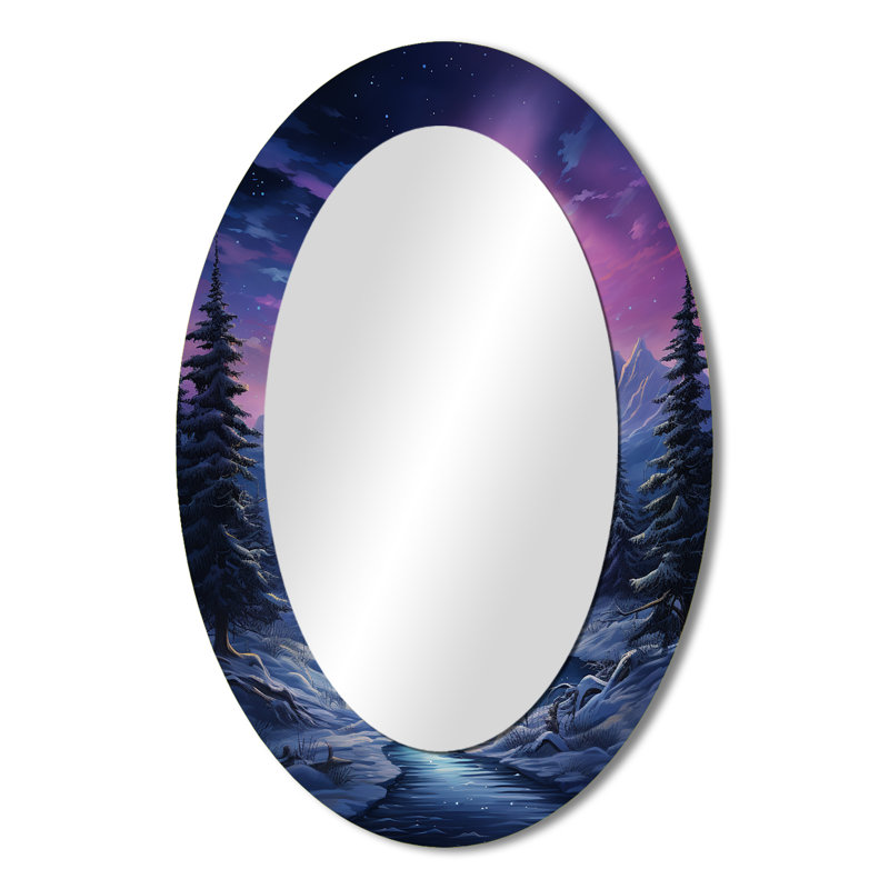 Northern Lights V - Pink Oval Wall Mirror Decor, 36" x 24"
