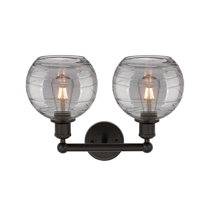 Éclairage pour meuble-lavabo à 2 lumières à intensité variable Essex, Bronze frotté à l'huile, Gris fumée clair