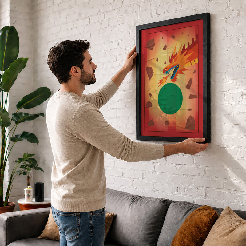 Playful Dragon Modern - Print, Oak, A4 - 29.7 x 21.0 cm
