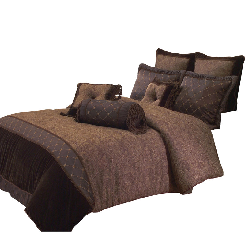  Brown Microfiber 9 Piece Comforter Set, King Comforter + 8 Additional Pieces