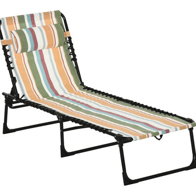 Siège relaxant près de la plage - chaise longue pliante, 4 dossiers inclinables, siège respirant en filet et en élastique, coussin, réglable en plein air portatif jaune